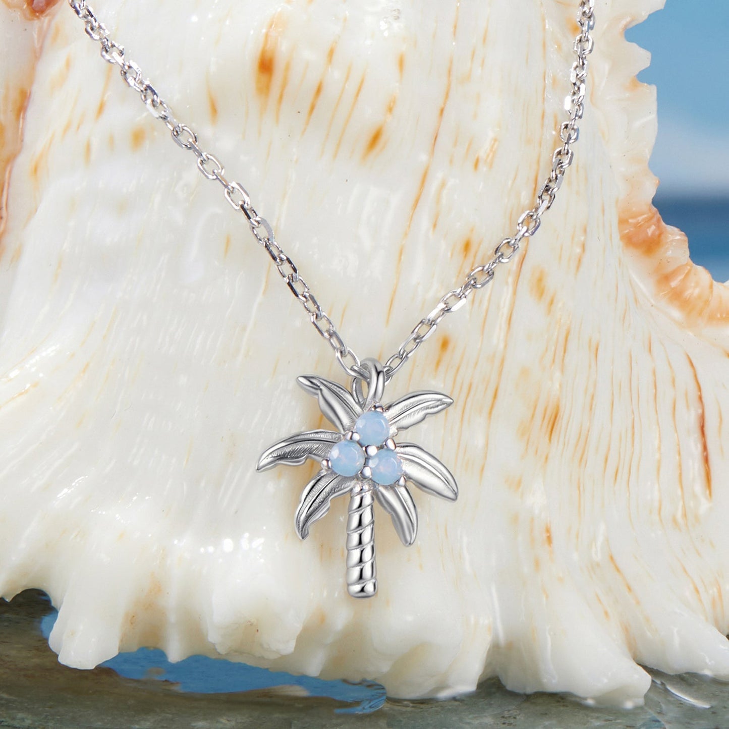 925 Sterling Silver + Nano Opal Stone Pendant Necklace for Women