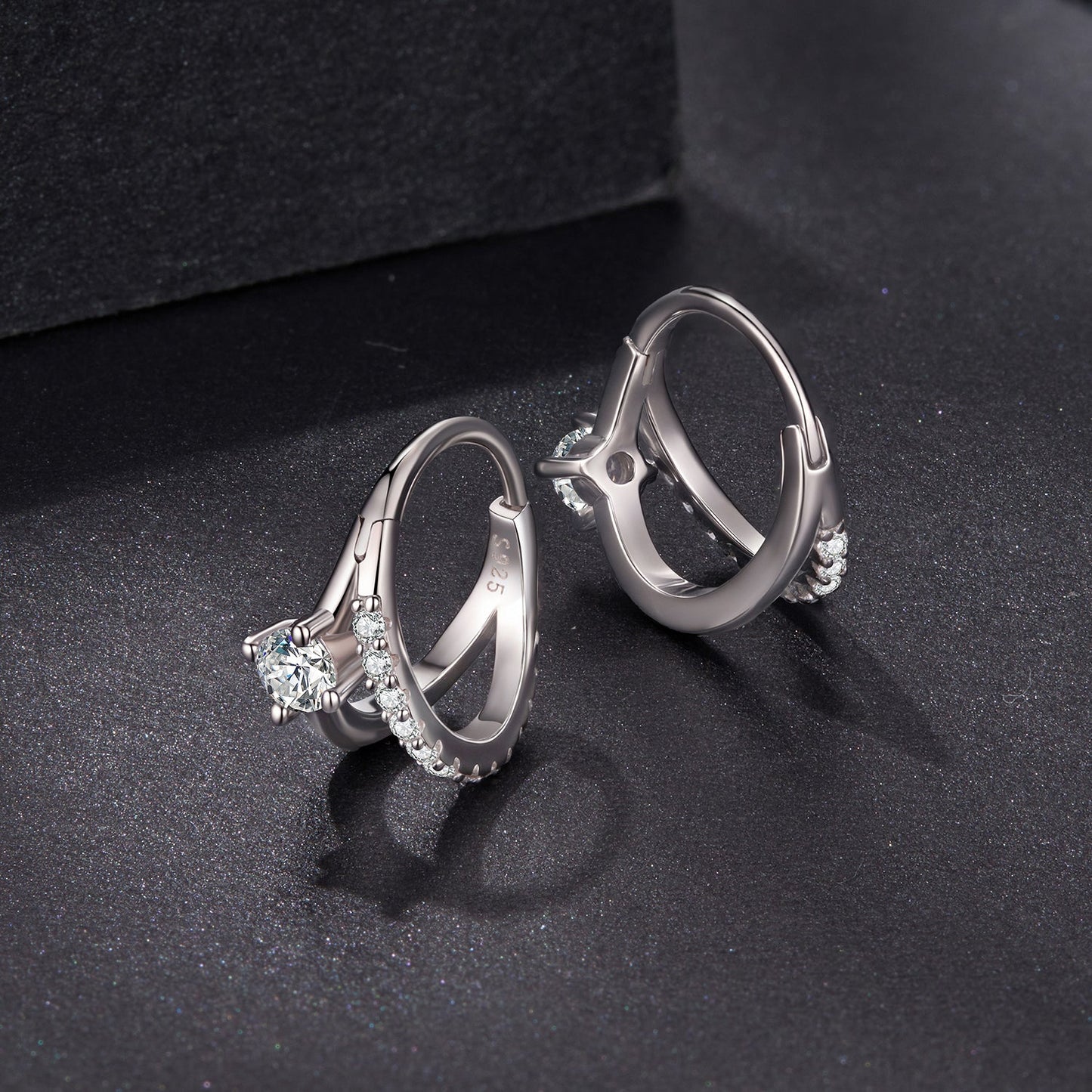 925 Sterling Silver Moissanite 0.3ct Earrings Size 1.2*0.6cm for Women