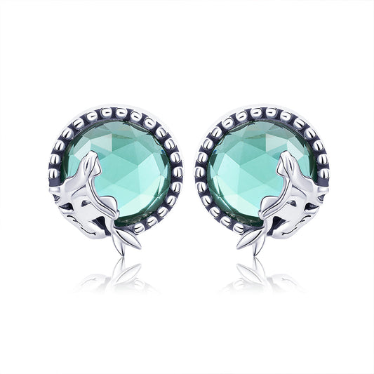 S925 Oxidized Silver Transparent Glass Earrings for Women