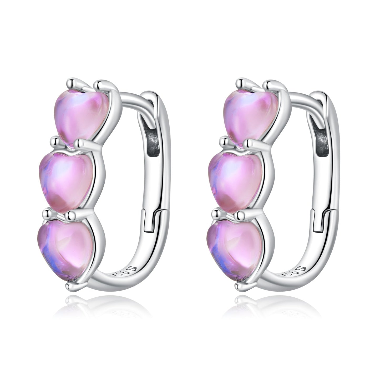 925 Sterling Silver Earrings with Transparent Glass for Women