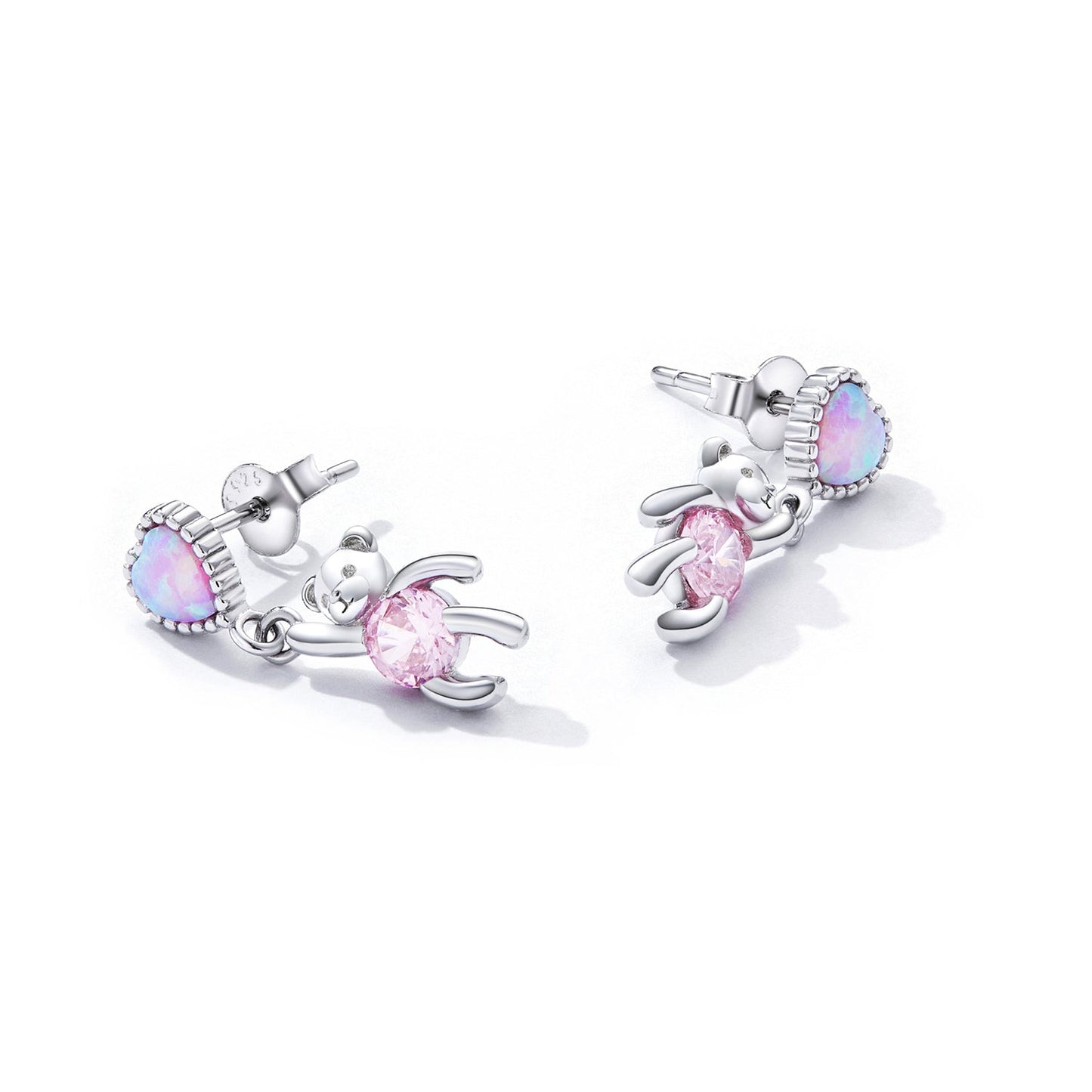 925 Sterling Silver Earrings with Translucent Opal and CZ for Women