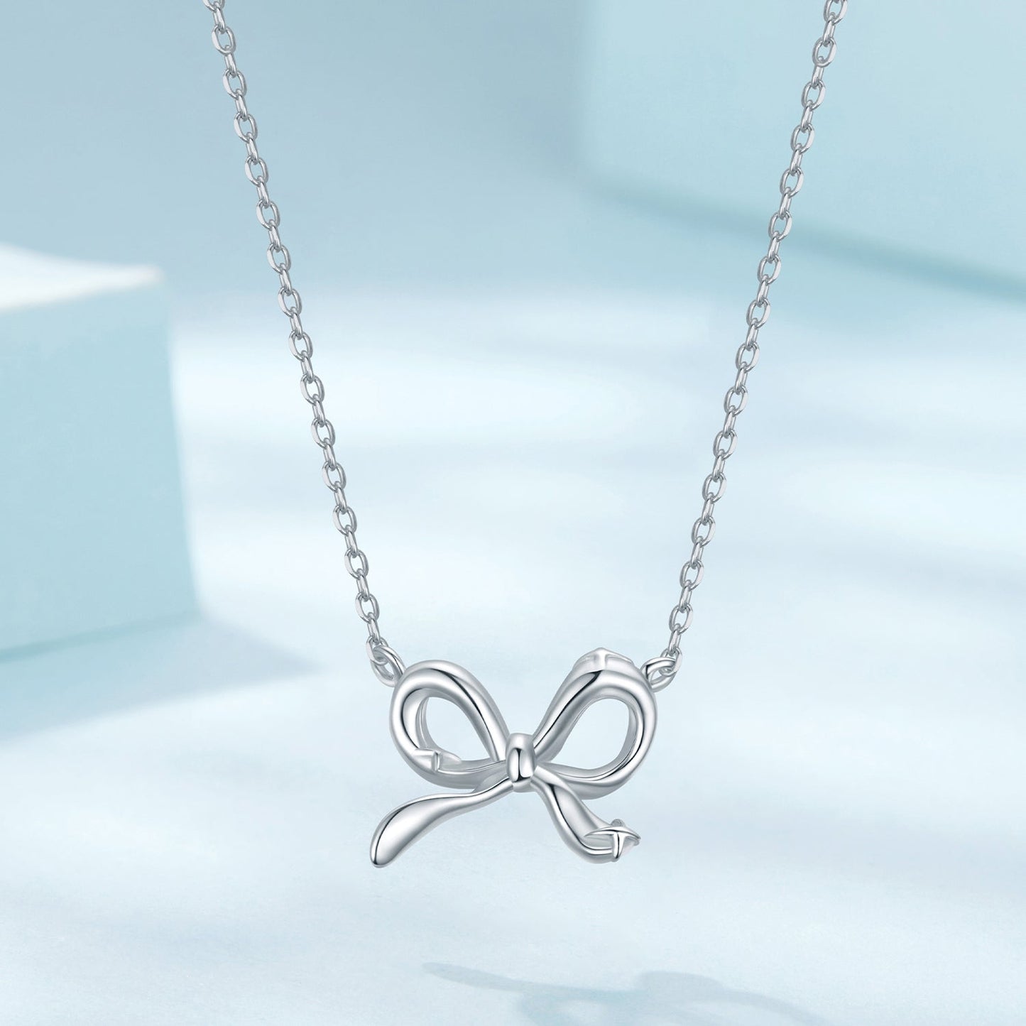 925 Sterling Silver Plated White Gold 40+5cm Adjustable Necklace for Women