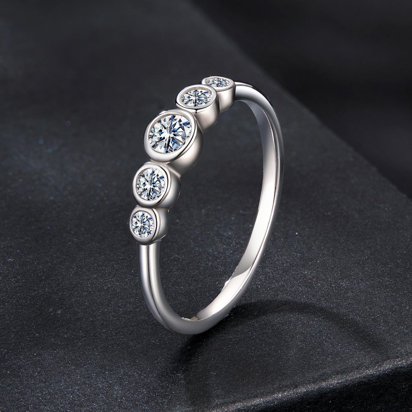 925 Sterling Silver Moissanite Ring Size 6, 0.20ct, Plated White Gold for Women