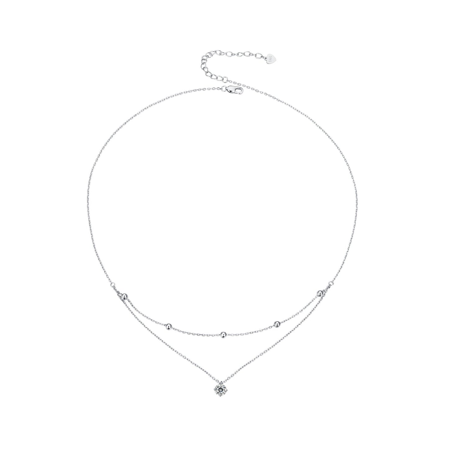 925 Sterling Silver Plated Platinum 5.0mm Moissanite Necklace for Women