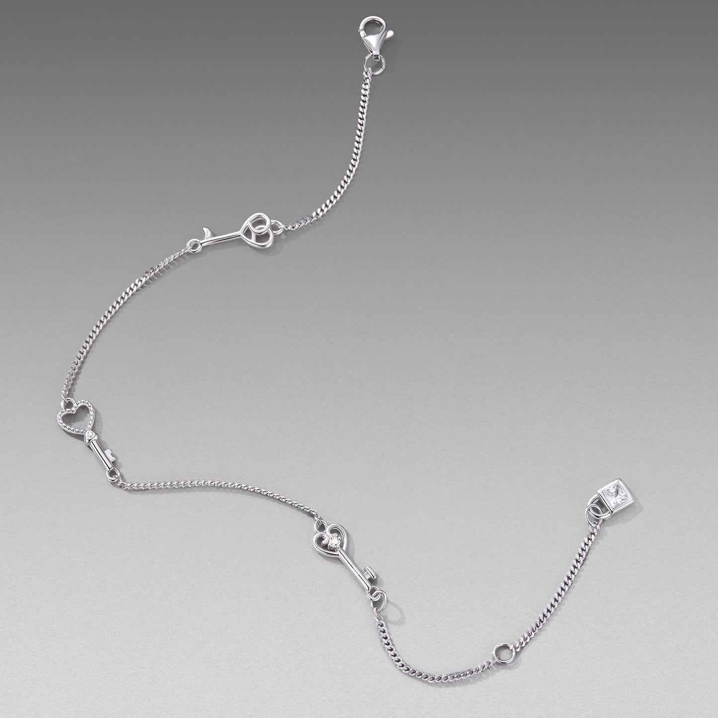 925 Sterling Silver White Gold Plated 21cm Pavé CZ Bracelet for Women