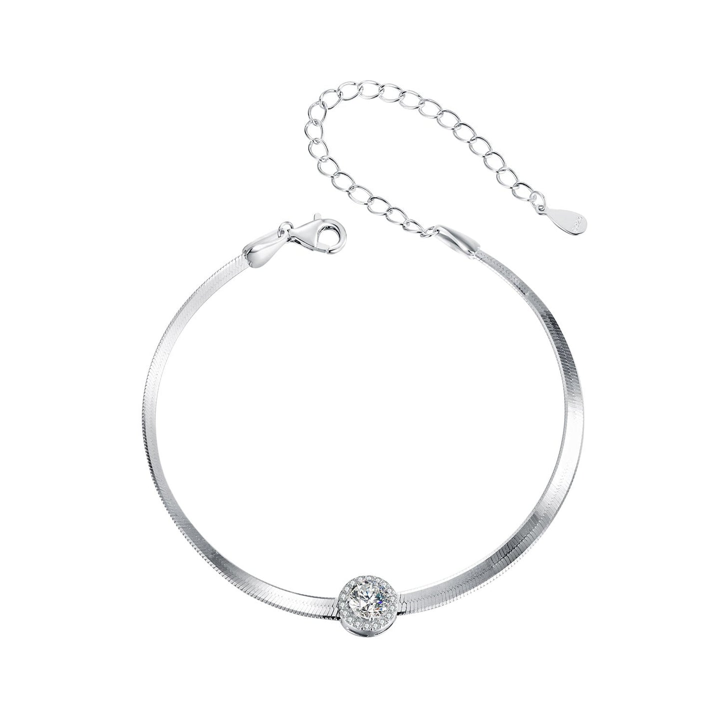 925 Sterling Silver 5.0mm Moissanite Bracelet with White Gold Plating for Women