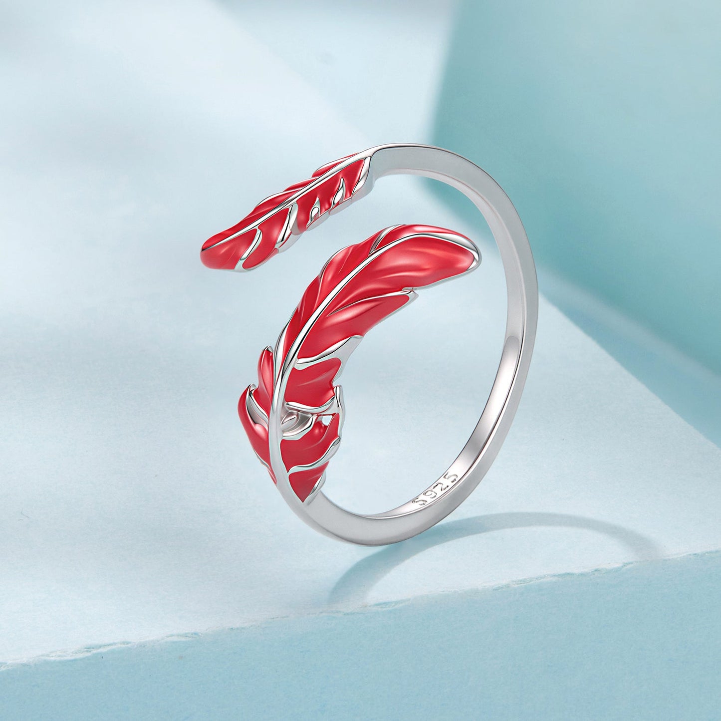 925 Sterling Silver Ring with White Gold Plating for Women - Style E