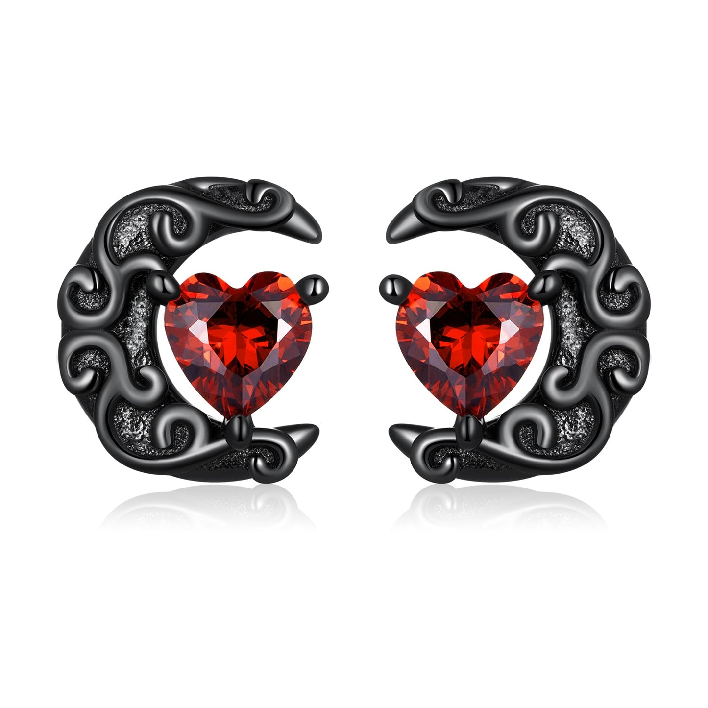 925 Sterling Silver Earrings with Pavé Setting CZ in Black Gold Plating