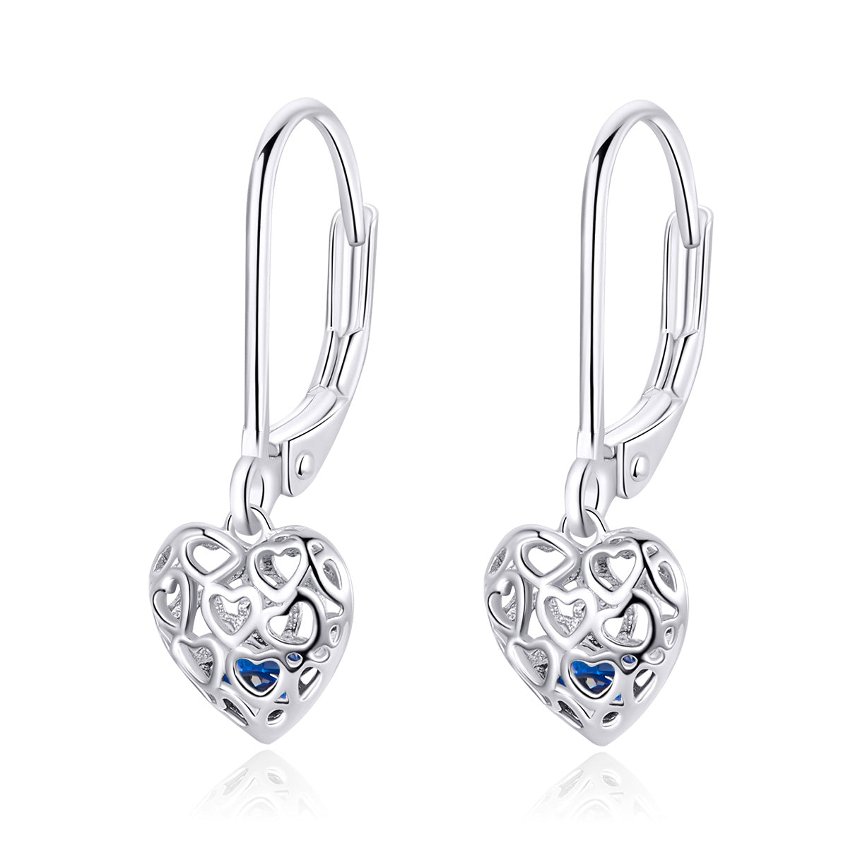 925 Sterling Silver Earrings with CZ and Platinum Plating, 2.3*0.8 cm