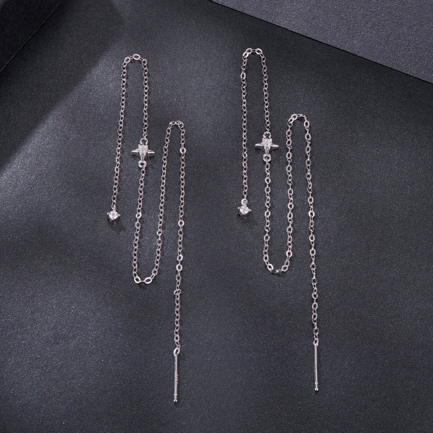 925 Sterling Silver Plated White Gold Moissanite Earrings 7cm for Women
