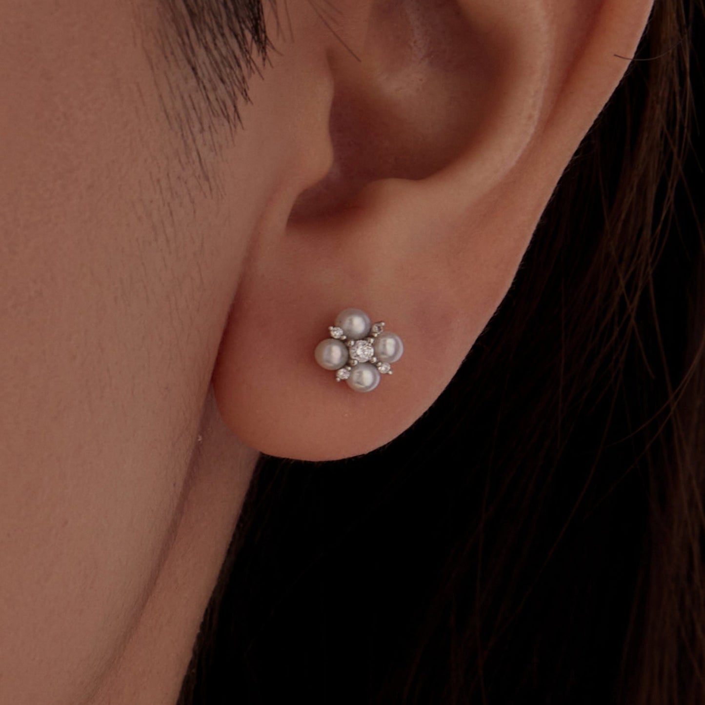 925 Sterling Silver 0.05ct Moissanite & Freshwater Pearl Earrings for Women