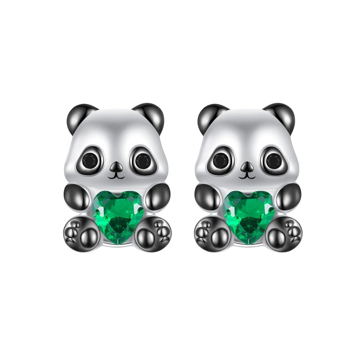 925 Sterling Silver Earrings with Pavé Setting CZ in White and Black Gold