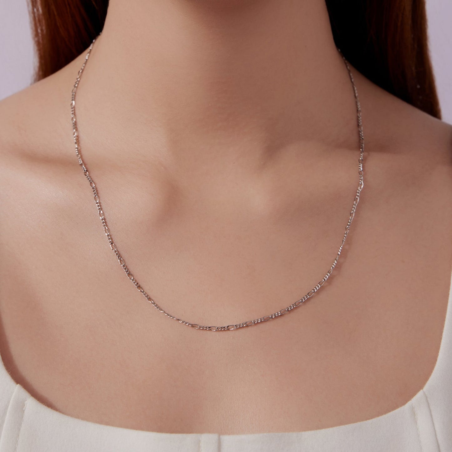 925 Sterling Silver 40cm Necklace with Plated White Gold