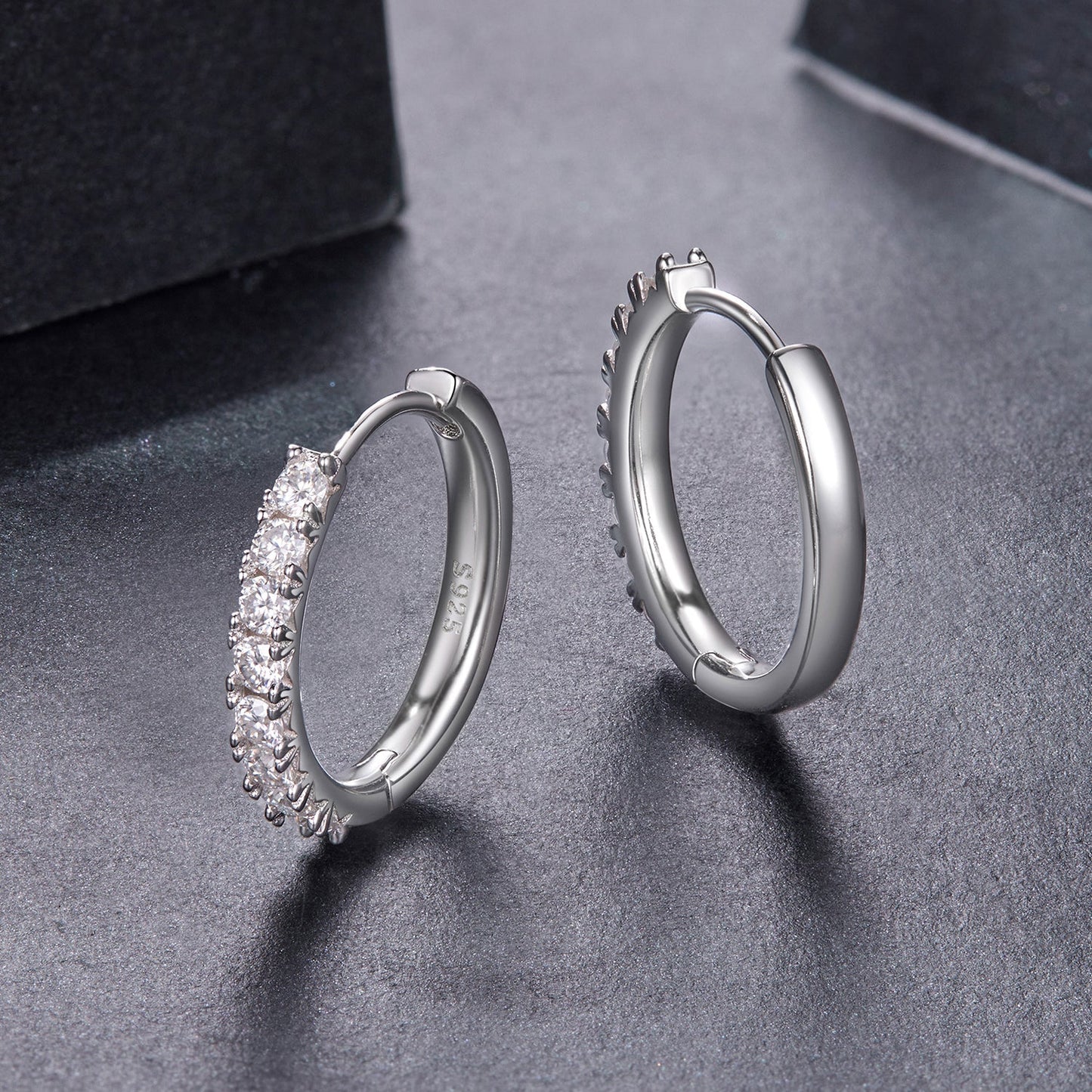 925 Sterling Silver Moissanite 0.03ct White Gold Plated Earrings 1.6cm for Women
