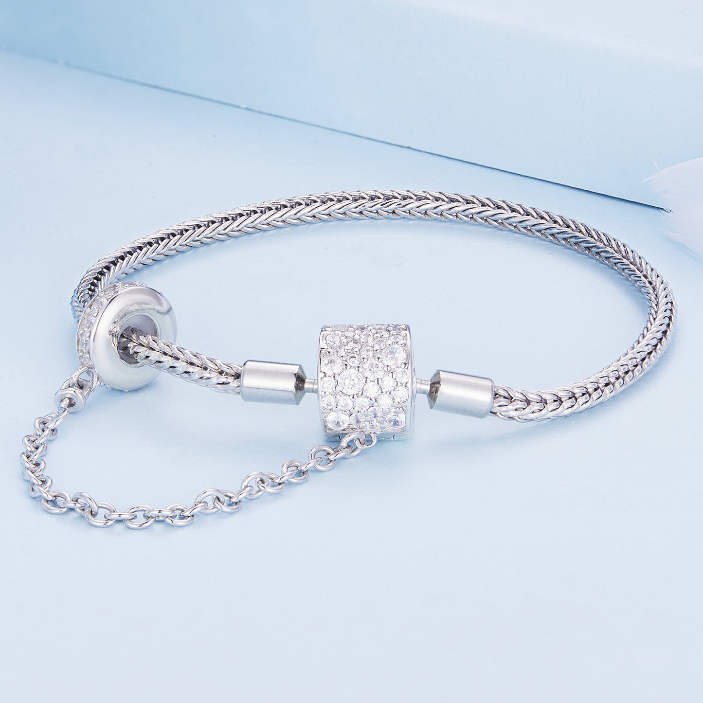 925 Sterling Silver Bracelet 17cm with Pavé Setting CZ for Women