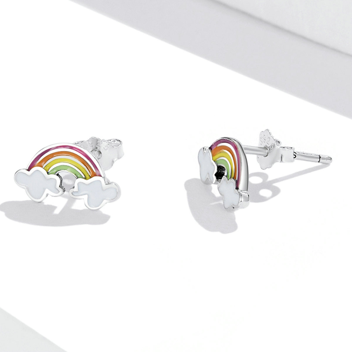 925 Sterling Silver Earrings with Enamel Process in Oxidized Silver for Women
