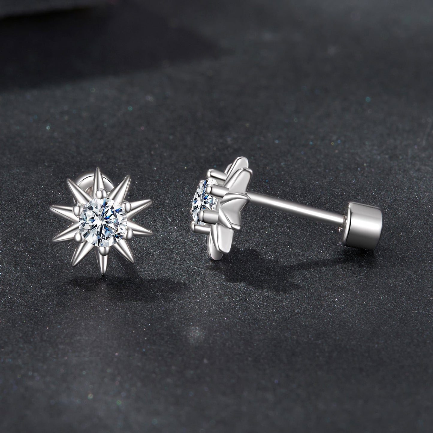 925 Sterling Silver Moissanite 0.10 Carat Earrings for Women - 0.7cm Size