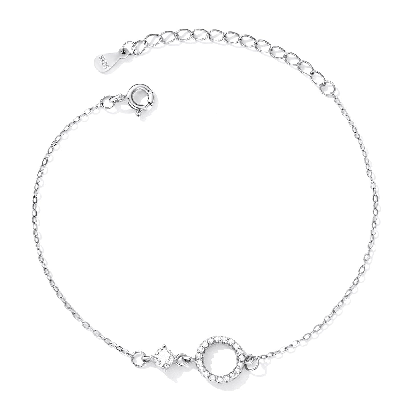 925 Sterling Silver Adjustable Bracelet with Pavé Set CZ for Women