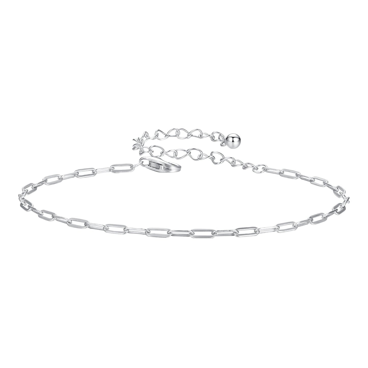 925 Sterling Silver Plated White Gold Adjustable Bracelet for Women
