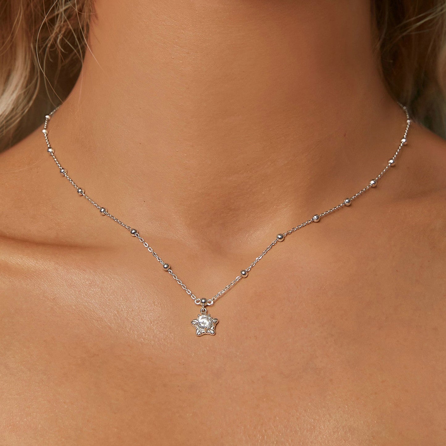 925 Sterling Silver 5mm Moissanite Necklace for Women
