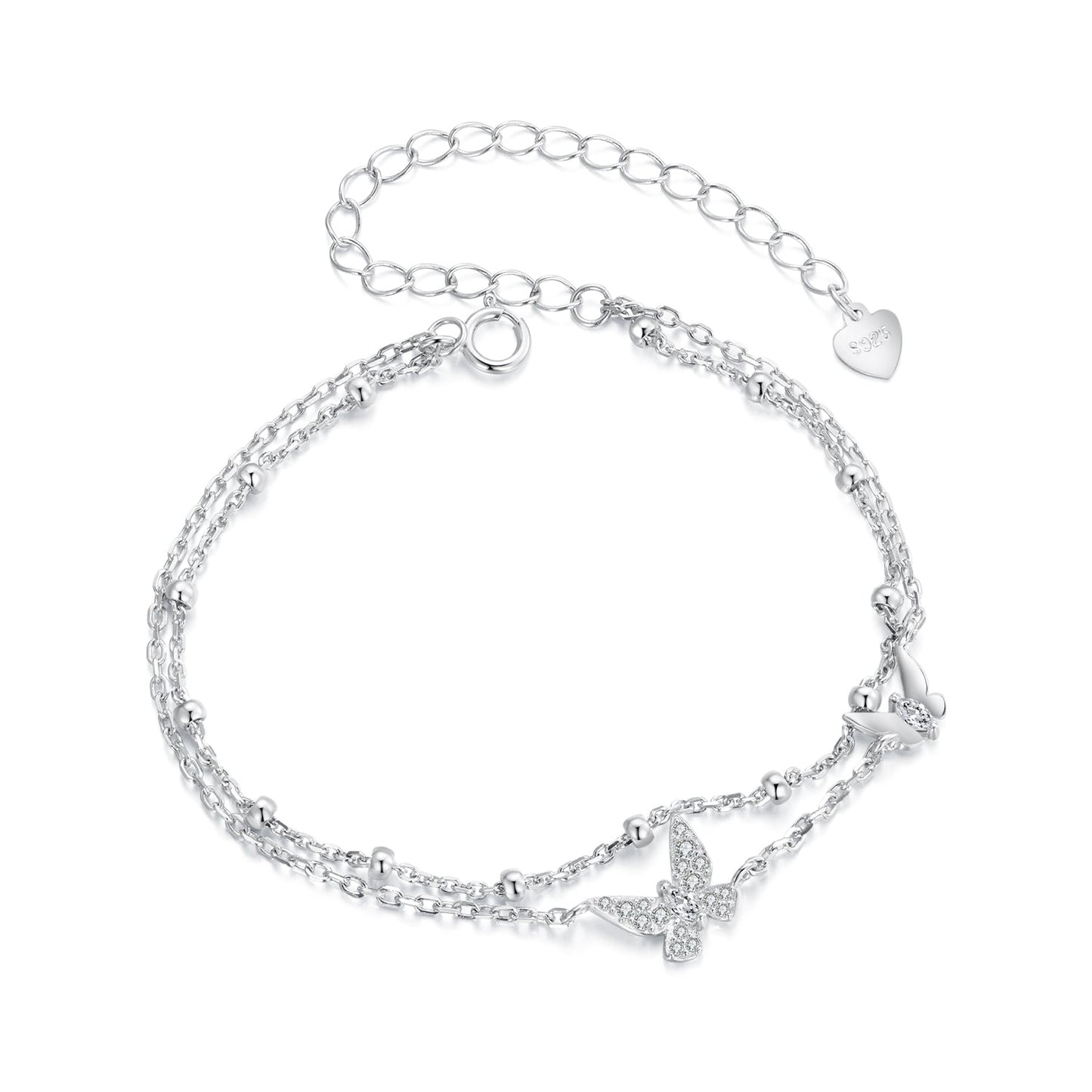 925 Sterling Silver Bracelets with Platinum Plating and CZ Stones - 150+60mm