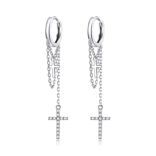S925 Sterling Silver Plated Platinum Pavé Setting CZ Earrings for Women