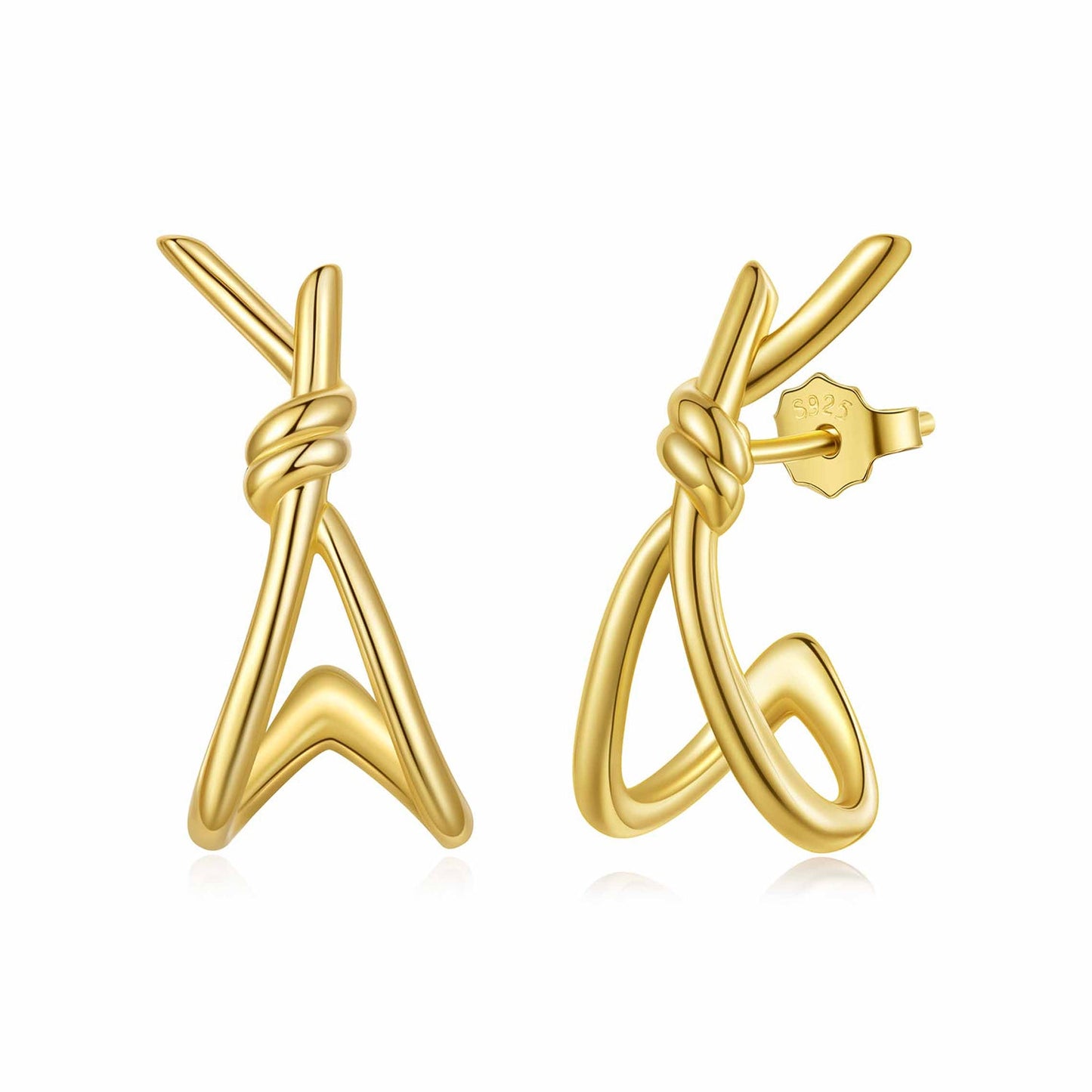 925 Sterling Silver Earrings for Women - Size 2.0*0.8 cm - Plated White Gold