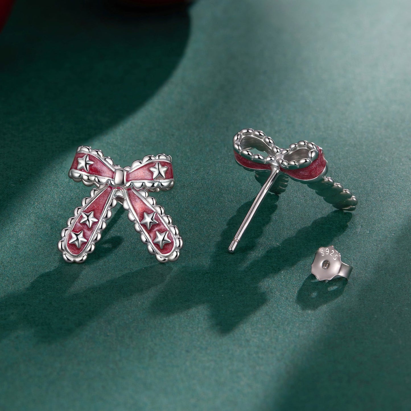 925 Sterling Silver Earrings with Enamel Process in White Gold Plating for Women