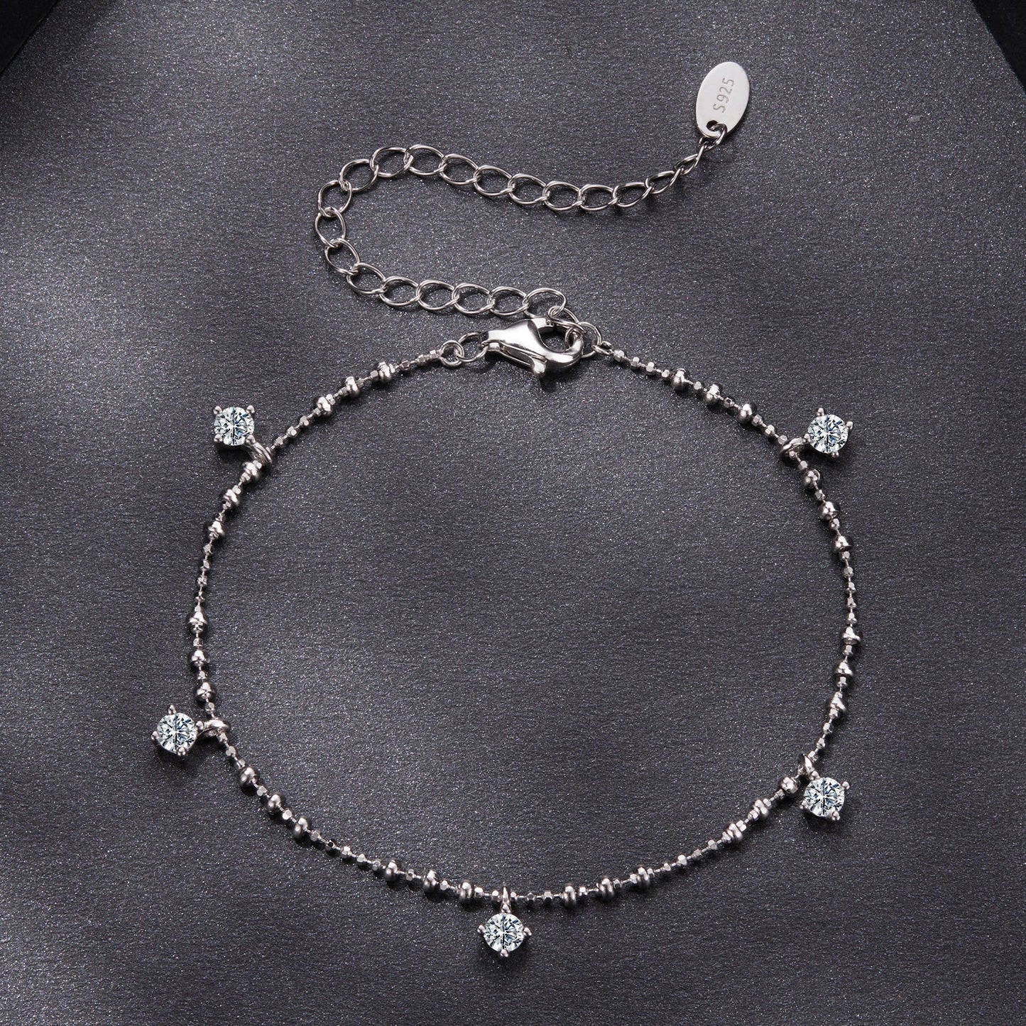 925 Sterling Silver & Moissanite Bracelet for Women - 15+6cm, Plated White Gold
