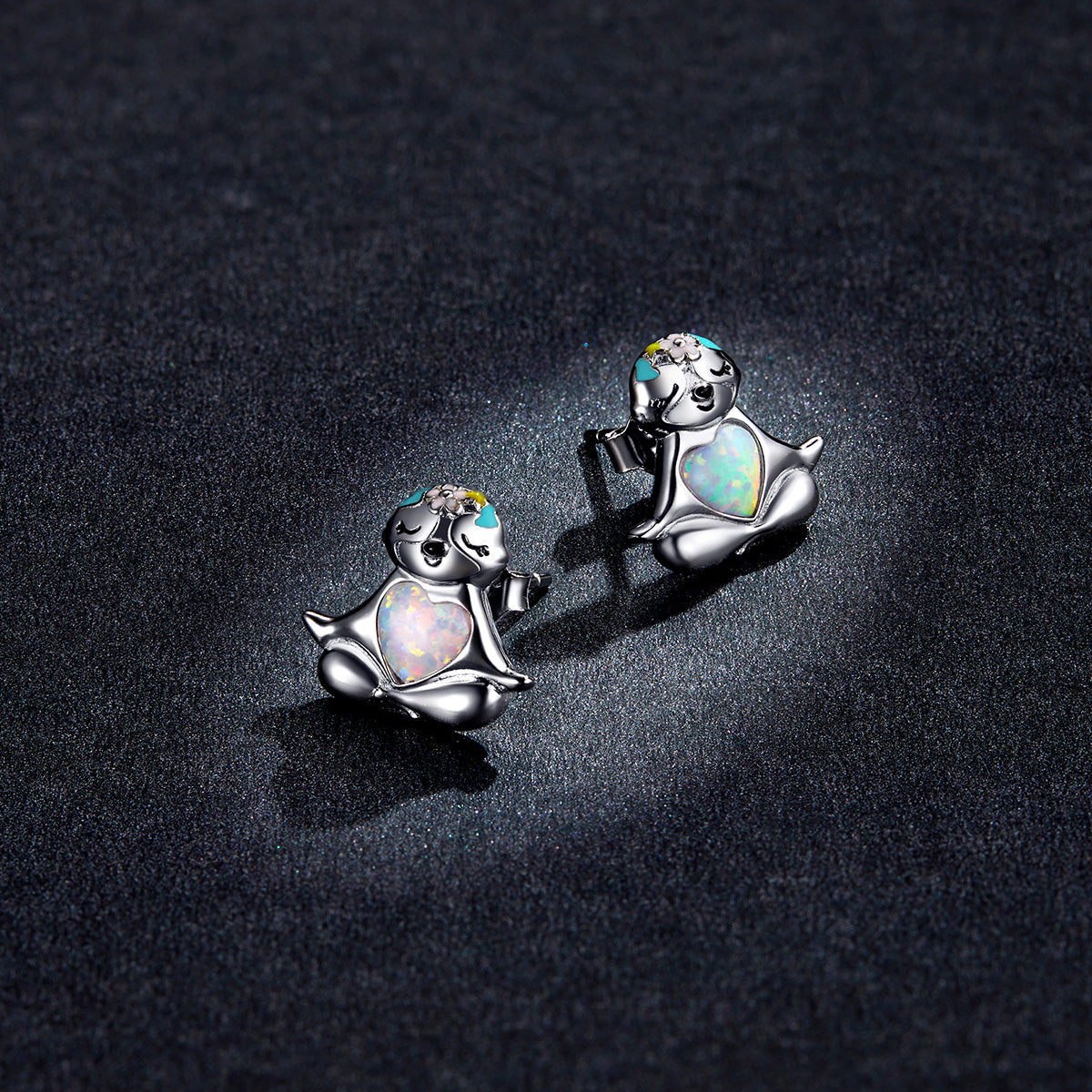 925 Sterling Silver Earrings with Translucent Opal