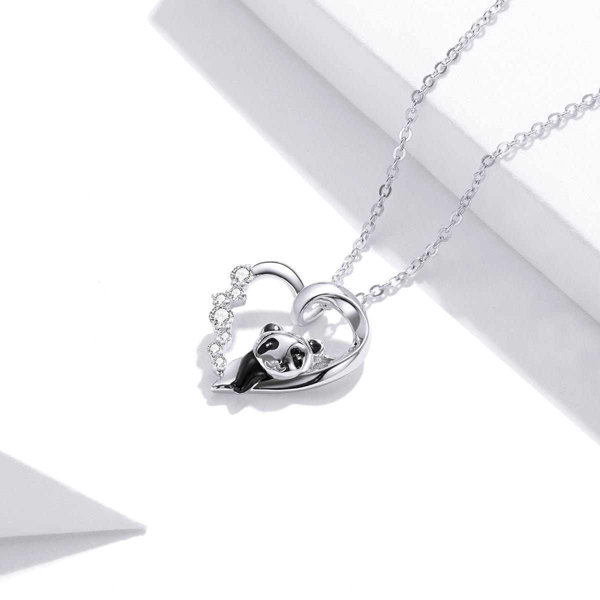 S925 Sterling Silver Adjustable Necklace with CZ and Enamel Pendant