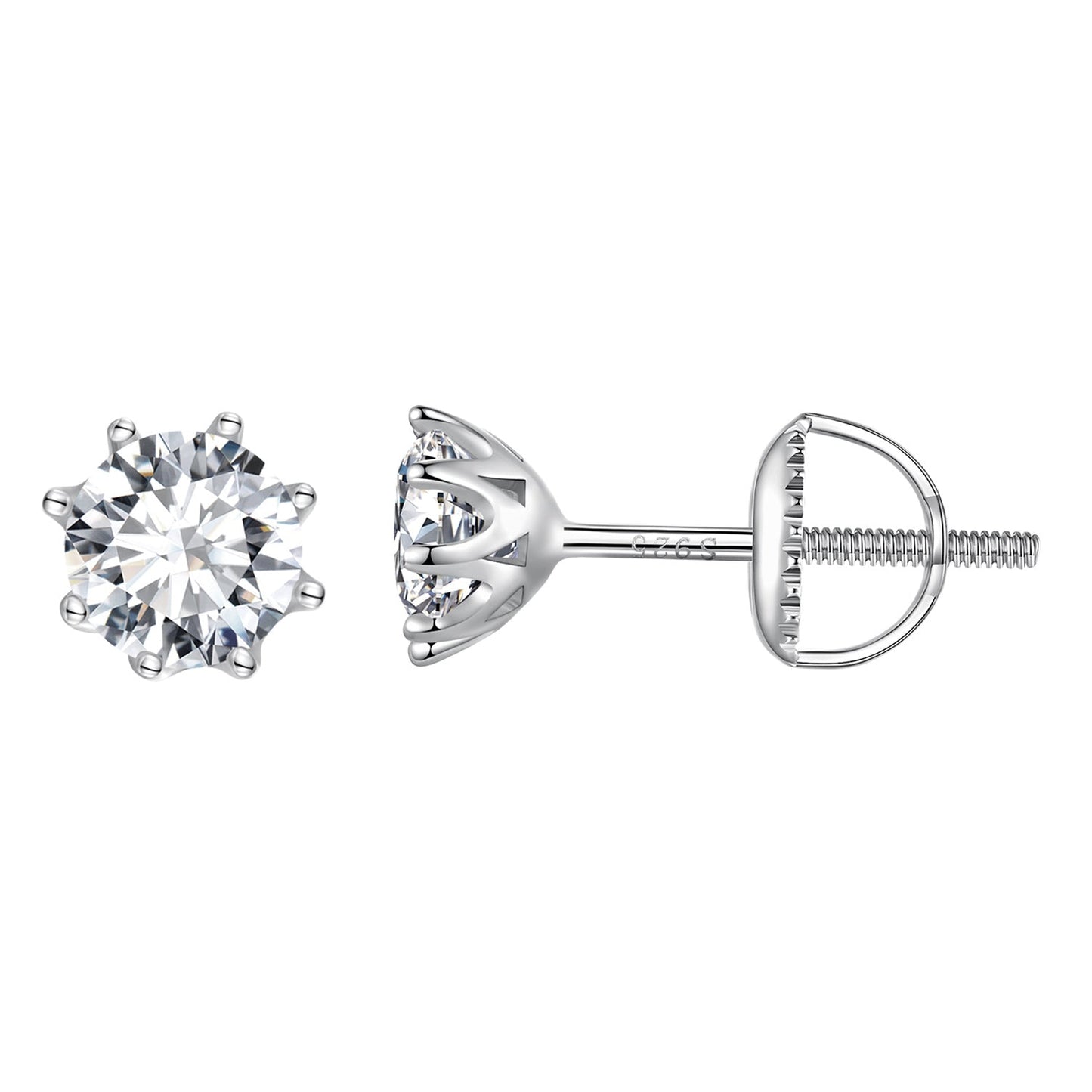 S925 Silver 0.5 Carat Moissanite Earrings 6.0mm for Women