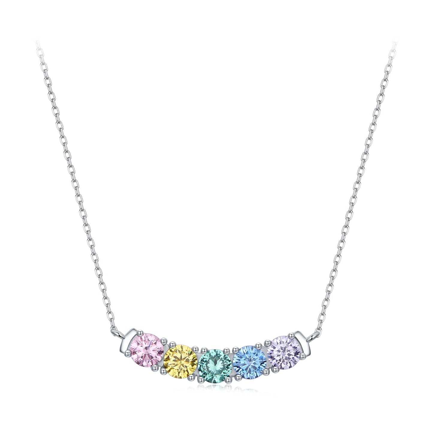 925 Sterling Silver White Gold Plated 40+5cm Necklace with Pavé Setting CZ for Women