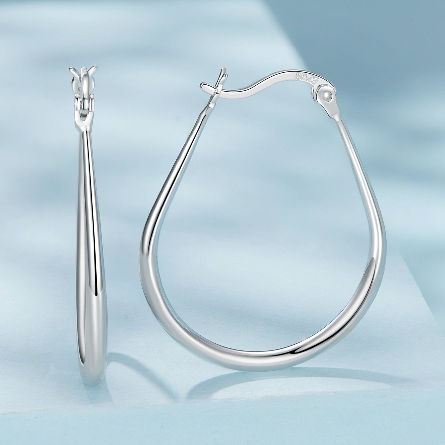925 Sterling Silver Earrings for Women - 2.9x0.2cm, Plated White Gold, Style L