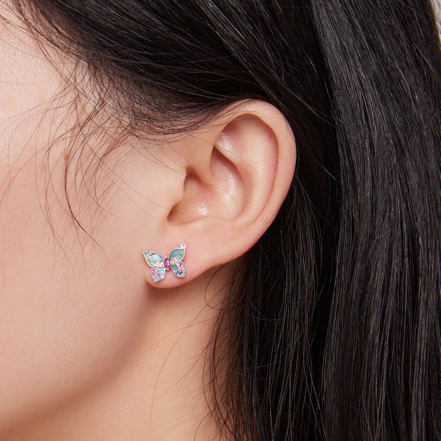 925 Sterling Silver Earrings with Enamel and CZ for Women