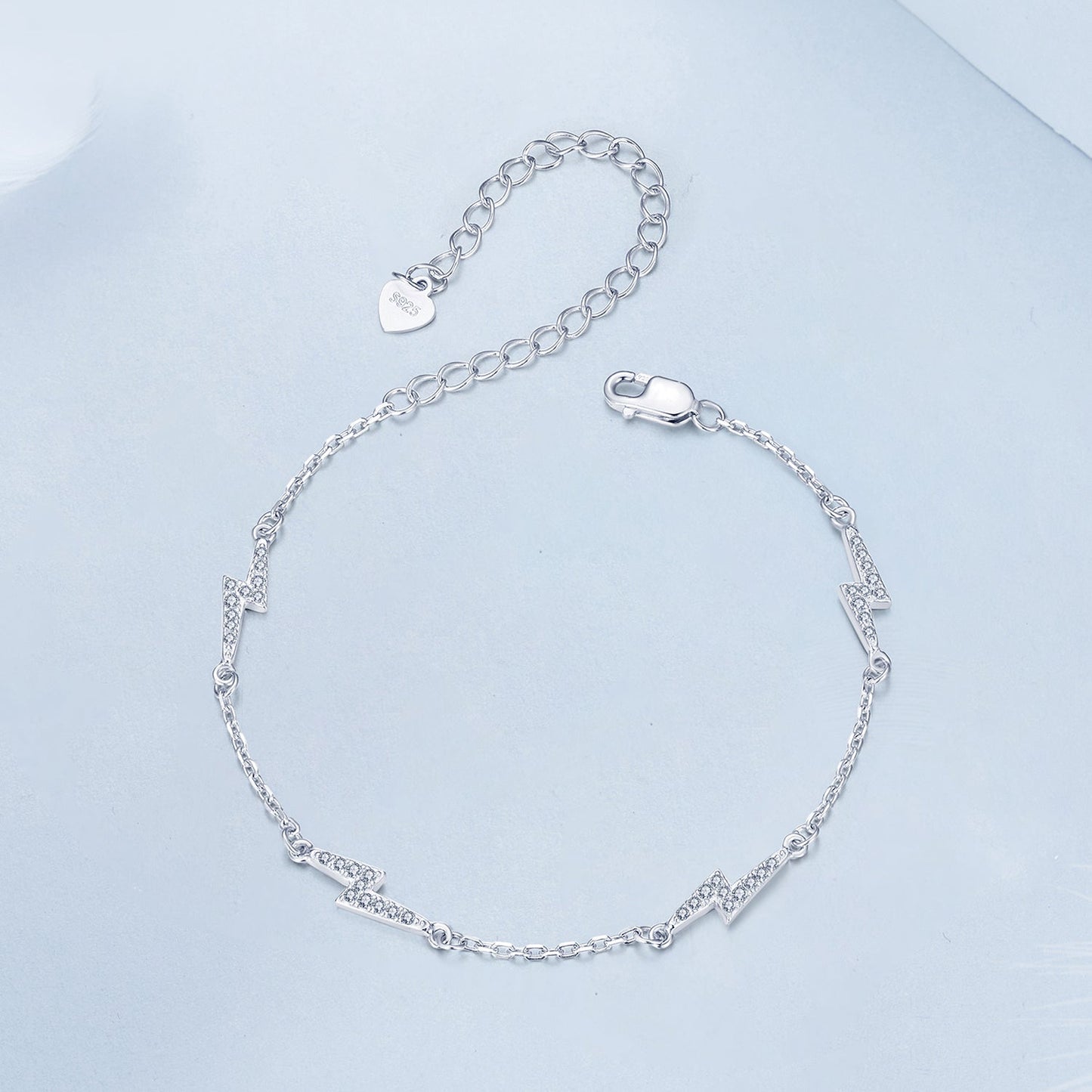 925 Sterling Silver Pave Setting CZ Bracelet with White Gold Plating