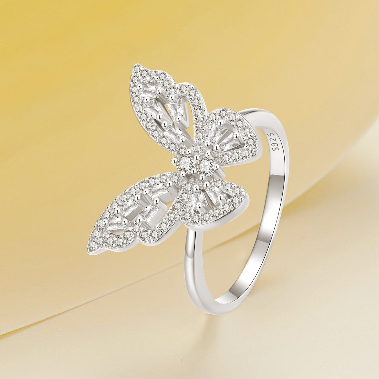 925 Sterling Silver White Gold Plated 1.9mm CZ Pavé Setting Ring Size 7 for Women