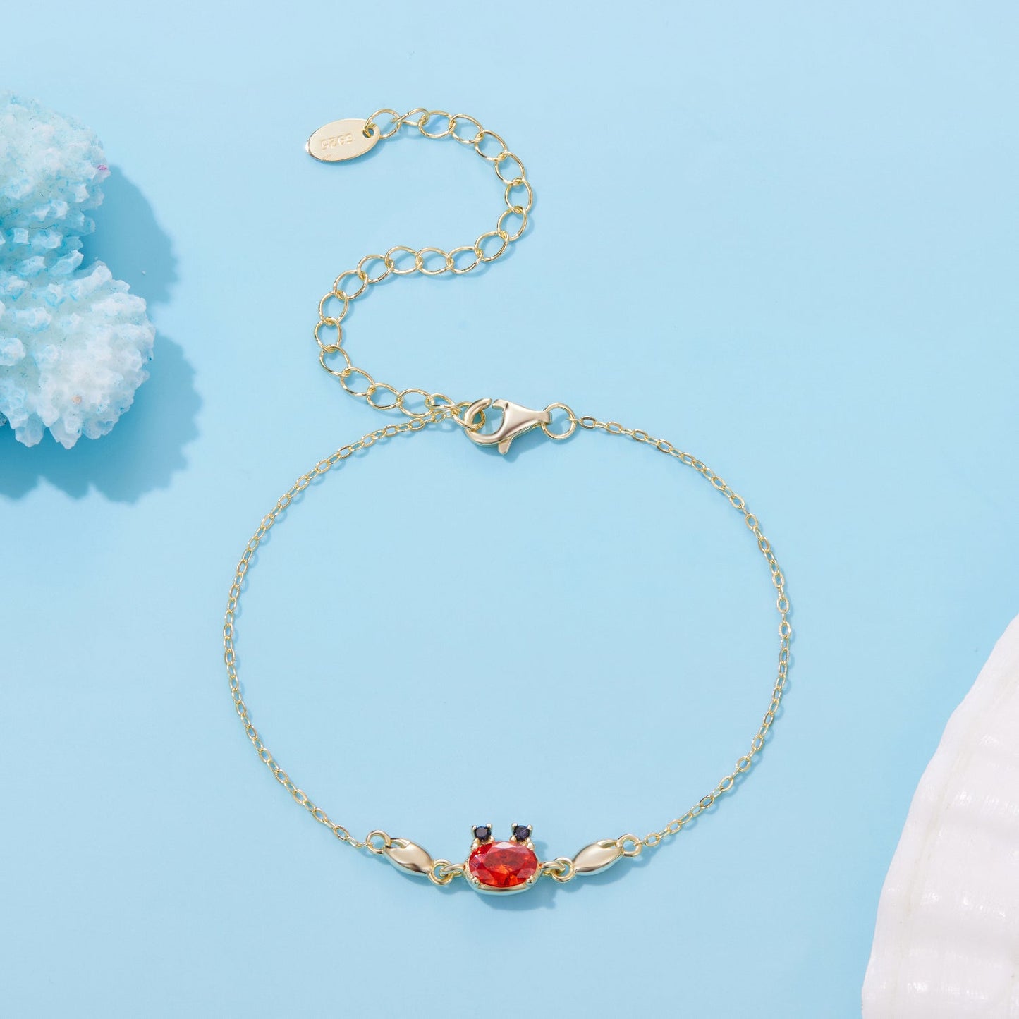 925 Sterling Silver Gold Plated CZ Bracelet 15+6cm for Women