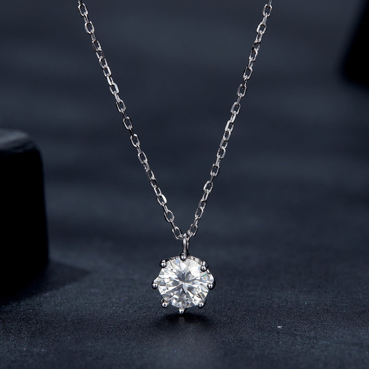 925 Sterling Silver Plated Platinum Moissanite Necklace 39+5cm for Women