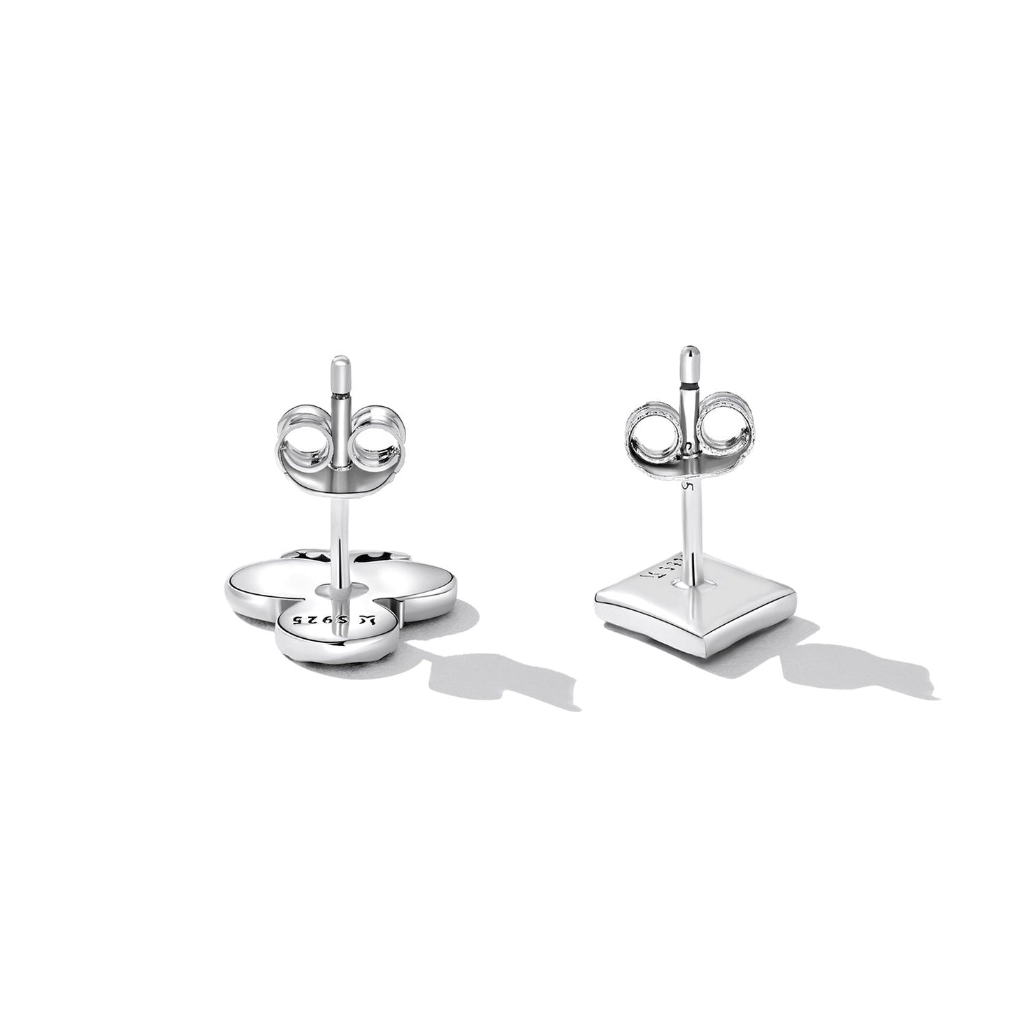 925 Sterling Silver Oxidized Enamel Plum Blossom Earrings for Women - 1.2 x 1.0 cm