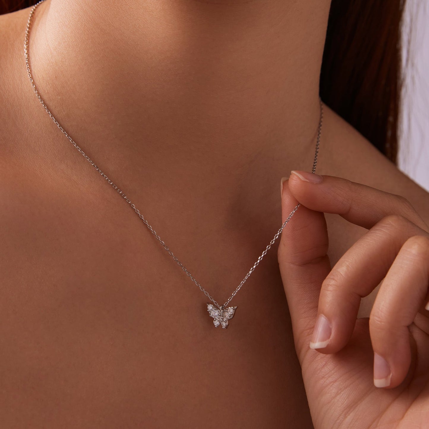 925 Sterling Silver Plated White Gold Moissanite Necklace 40+5cm for Women