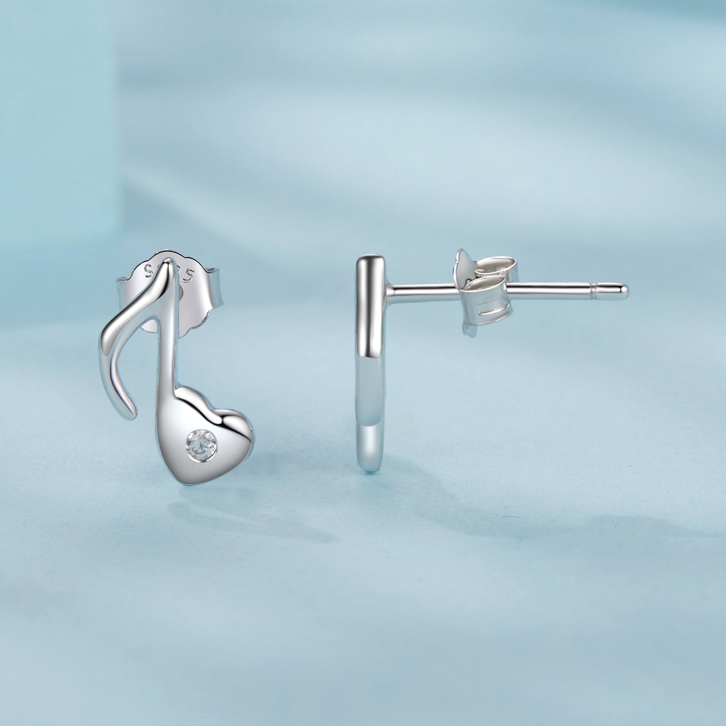 925 Sterling Silver Earrings with Pavé Setting CZ in White Gold Finish, 1x0.7cm for Women
