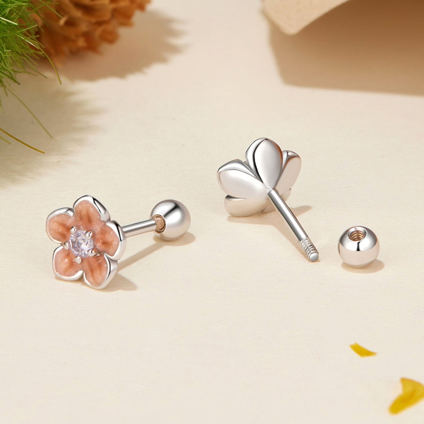 925 Sterling Silver Earrings with White Gold Plating and Pavé Setting CZ