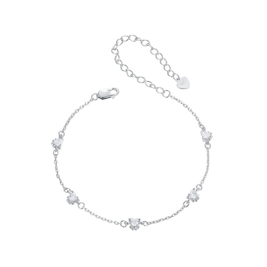 925 Sterling Silver Bracelet with Pavé Setting CZ and White Gold Plating