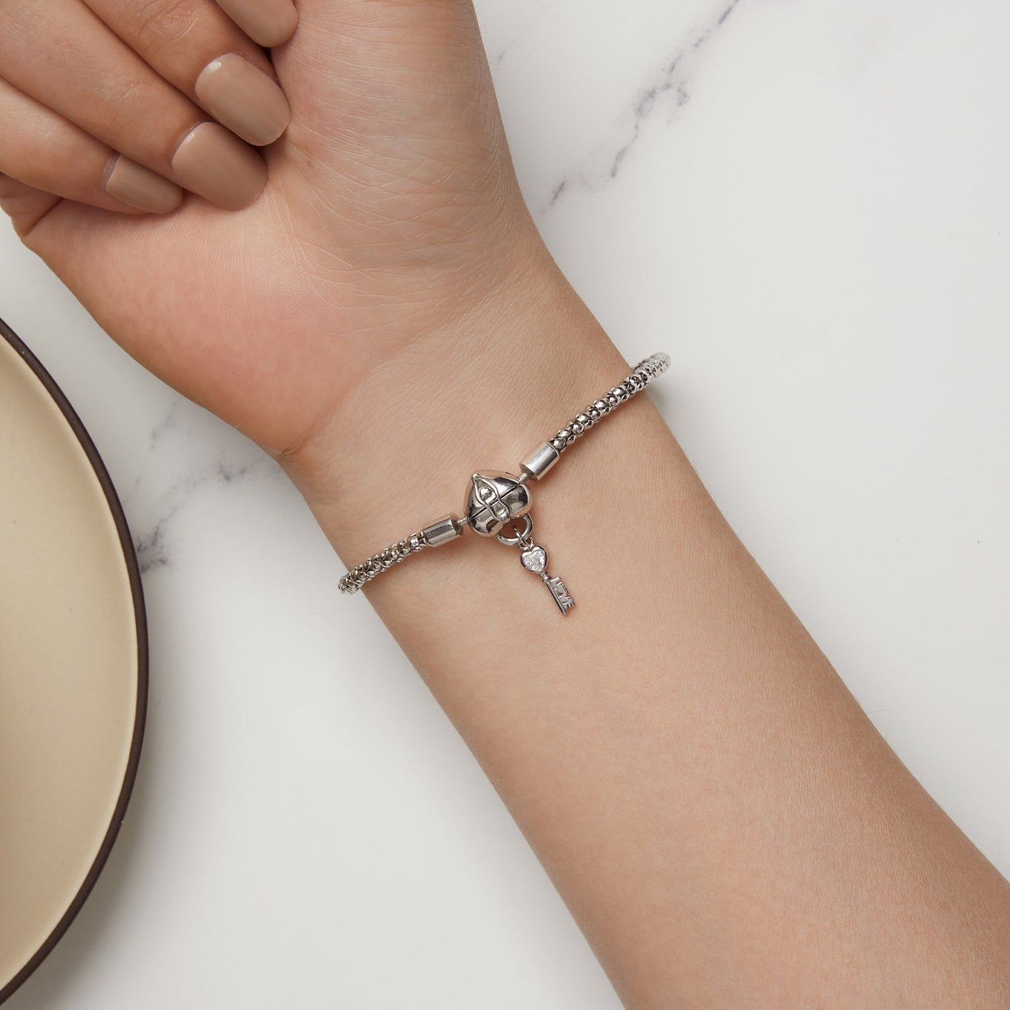 925 Sterling Silver Pavé Setting CZ Bracelet Size 17.0 for Women