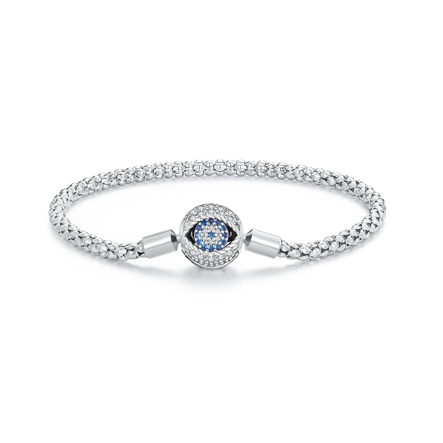 925 Sterling Silver Pavé Setting CZ 17.0 cm Oxidized Silver Bracelet for Women