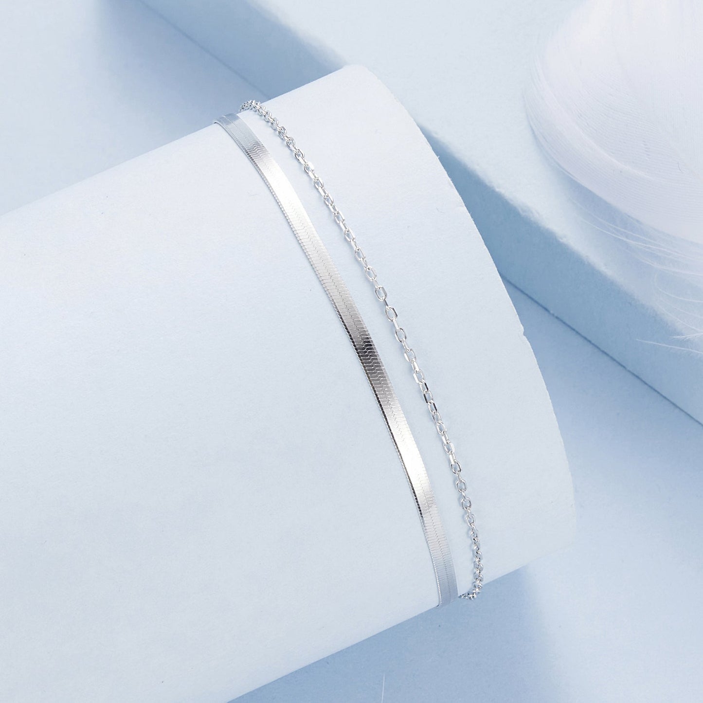 925 Sterling Silver 15+6cm White Gold Plated Bracelet for Women