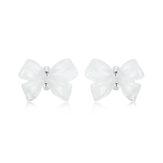 925 Sterling Silver Earrings for Women, 0.8*1.1cm, Plated White Gold
