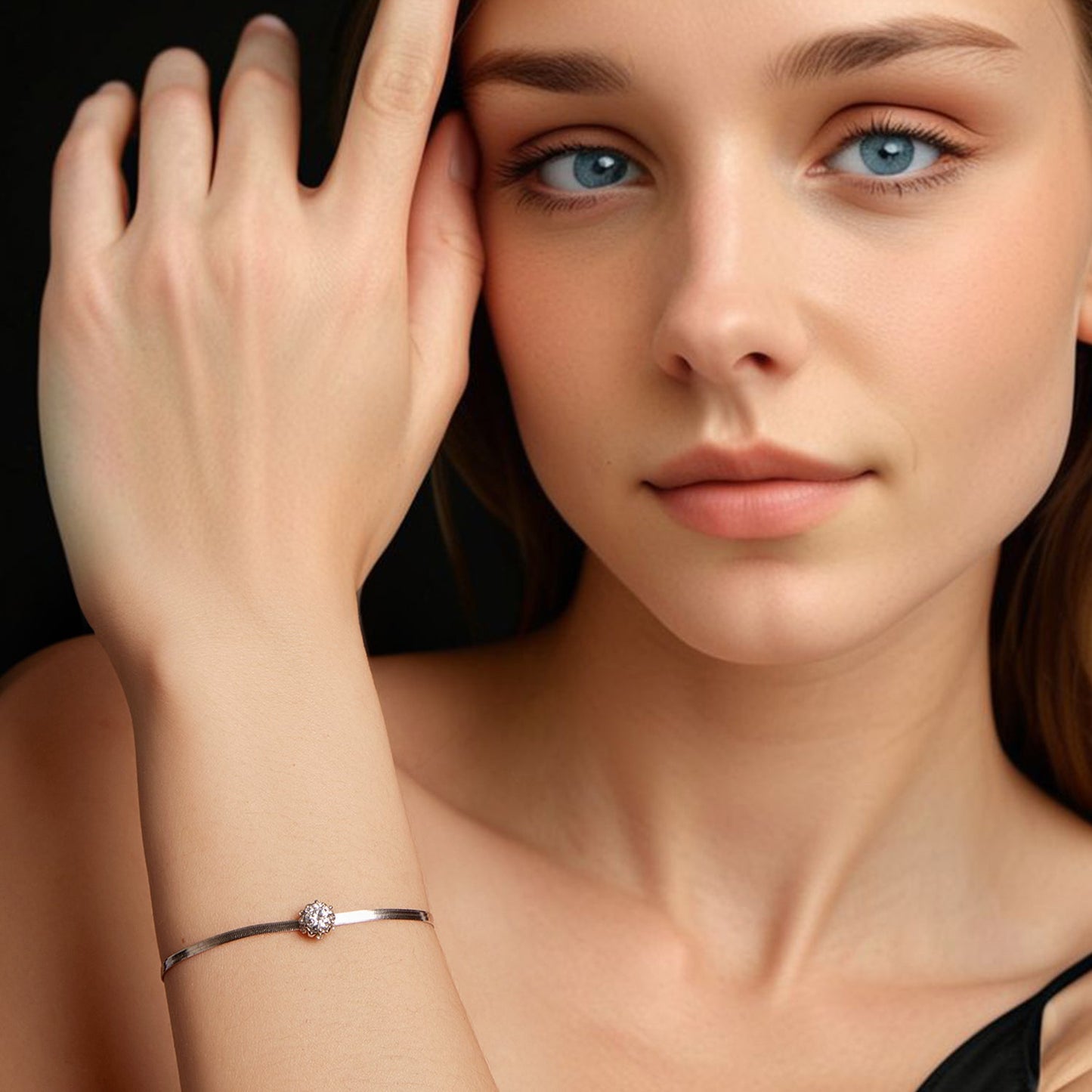 925 Sterling Silver Moissanite 0.50 Carat Bracelet with Pavé Setting and White Gold Plating for Women