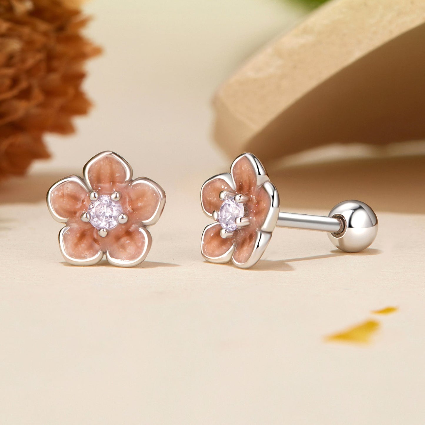 925 Sterling Silver Earrings with White Gold Plating and Pavé Setting CZ